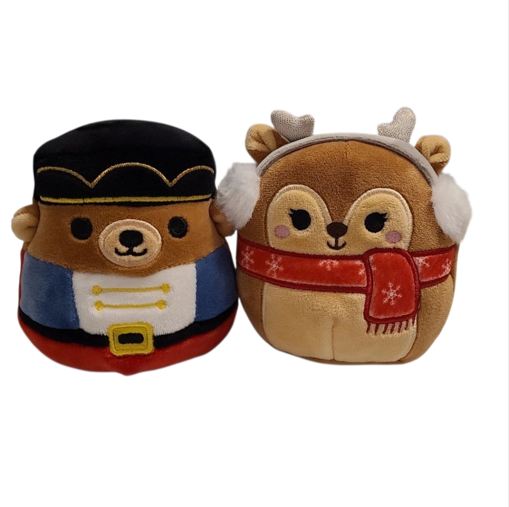 4" Holiday Squad Squishmallows- Braven the Nutcracker Bear & Dawn The Fawn